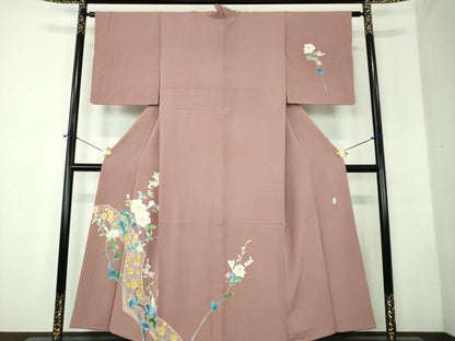 平和屋着物●本加賀友禅作家　南克治　訪問着　枝花文　正絹　逸品　DABF7757ps