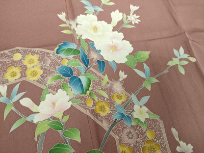 平和屋着物●本加賀友禅作家　南克治　訪問着　枝花文　正絹　逸品　DABF7757ps