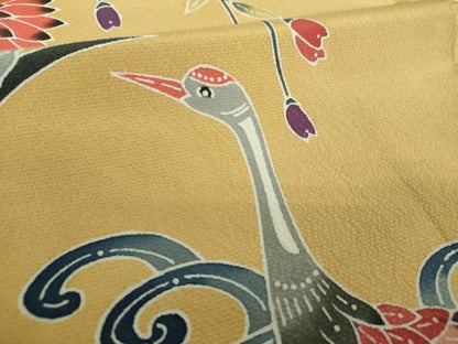 平和屋着物●豪華振袖　紅型　枝垂れ桜　流水花鳥文　暈し染め　正絹　逸品　DABF7759ps