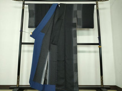 平和屋着物●訪問着　袷　宝尽くし間道　黒地　正絹　逸品　未使用　DABF7761ps