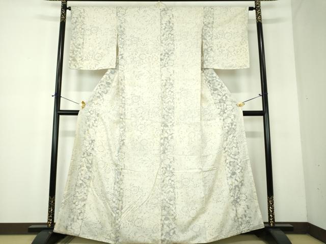 平和屋着物●上質な小紋　紬地　手描き　辻が花　正絹　逸品　DABF7762ps