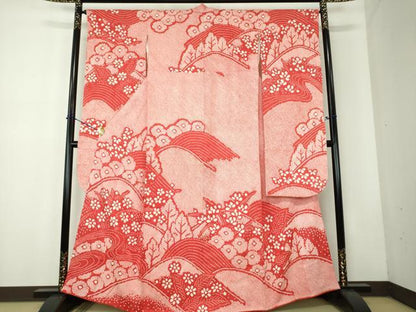 平和屋着物●豪華振袖　総絞り　流水花文　正絹　逸品　DABF7763ps