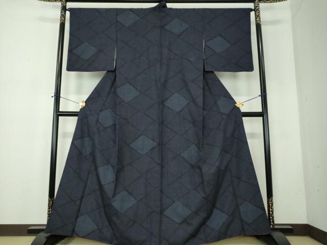 平和屋着物●結城紬　奥順　はたおり娘　100亀甲　菱文　証紙付き　正絹　逸品　DABF7768ps