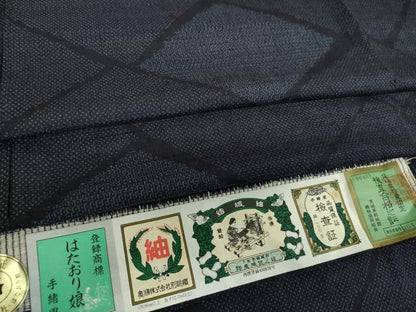 平和屋着物●結城紬　奥順　はたおり娘　100亀甲　菱文　証紙付き　正絹　逸品　DABF7768ps