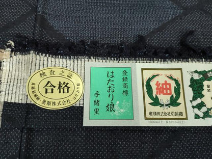 平和屋着物●結城紬　奥順　はたおり娘　100亀甲　菱文　証紙付き　正絹　逸品　DABF7768ps