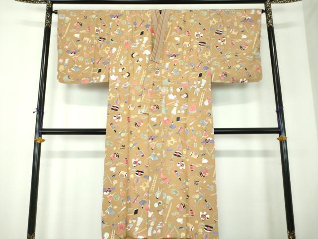 平和屋着物●男性　長襦袢　袷　玩具文様　正絹　逸品　未使用　DABF7769ps