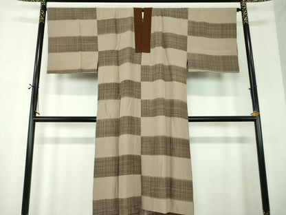 平和屋着物●男性　長襦袢　袷　市松格子　正絹　逸品　DABF7773ps