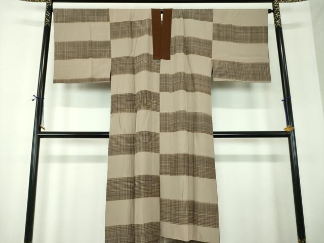 平和屋着物●男性　長襦袢　袷　市松格子　正絹　逸品　DABF7773ps