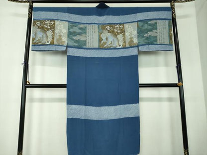 平和屋着物●男性　長襦袢　無双仕立て　絞り　手描き　唐獅子　金彩　正絹　逸品　未使用　DABF7775ps