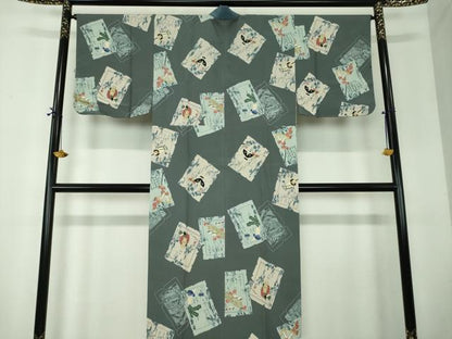平和屋着物●男性　長襦袢　無双仕立て　破れ色紙吉祥文　成り物　正絹　逸品　DABF7777ps