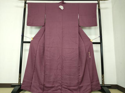 平和屋着物●本草木染作家　瑞寶　色無地　紋意匠　似せ紫色　正絹　逸品　未使用　DABF7790ps