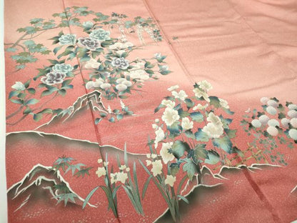 平和屋着物●訪問着　流水花文　暈し染め　銀彩　正絹　逸品　DABF7793ps