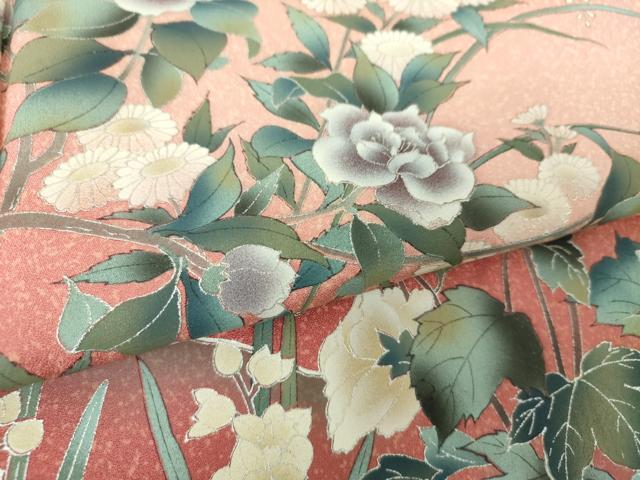 平和屋着物●訪問着　流水花文　暈し染め　銀彩　正絹　逸品　DABF7793ps