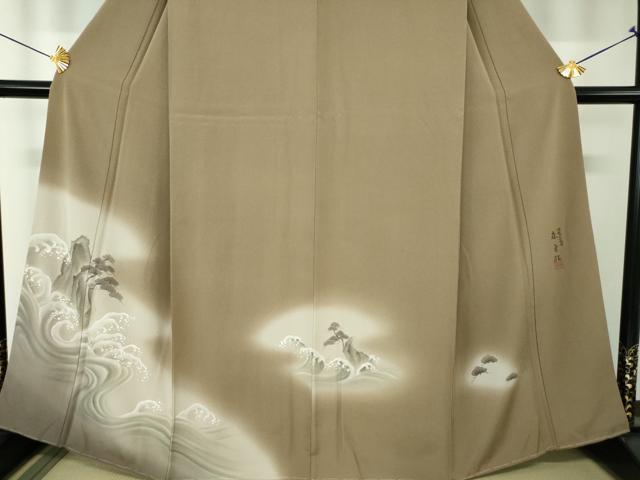 平和屋着物●伝統工芸士　森勇雄　訪問着　手描き　立波風景　暈し染め　正絹　逸品　未使用　DABF7794ps
