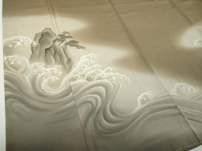平和屋着物●伝統工芸士　森勇雄　訪問着　手描き　立波風景　暈し染め　正絹　逸品　未使用　DABF7794ps