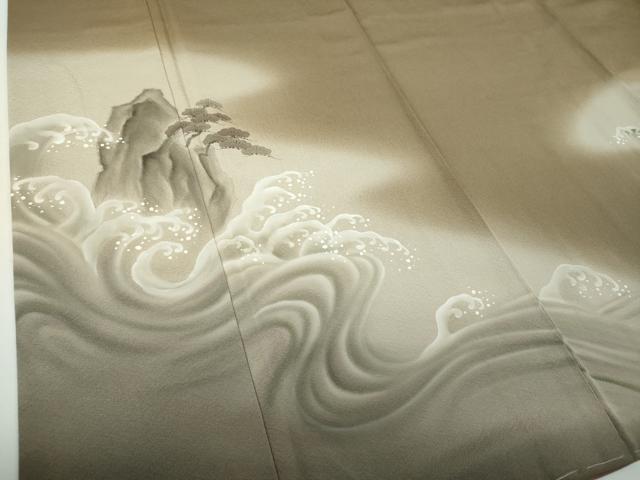 平和屋着物●伝統工芸士　森勇雄　訪問着　手描き　立波風景　暈し染め　正絹　逸品　未使用　DABF7794ps