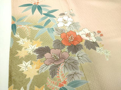 平和屋着物●訪問着　草花文　暈し染め　金彩　正絹　逸品　未使用　DABF7795ps