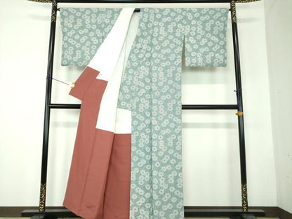 平和屋着物●上質な小紋　型染　菊唐草　正絹　逸品　DABF7798ps