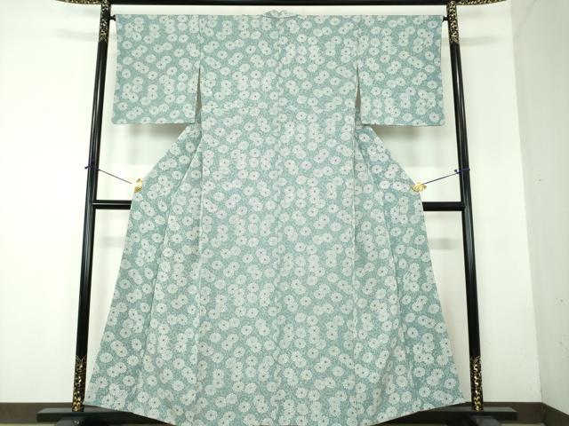 平和屋着物●上質な小紋　型染　菊唐草　正絹　逸品　DABF7798ps