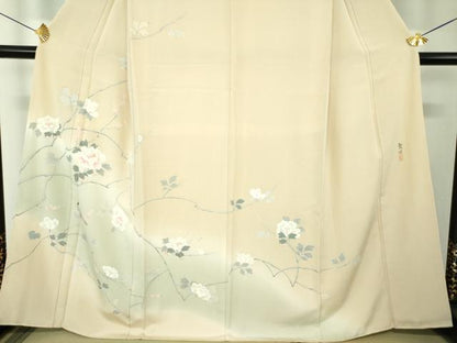 平和屋着物●訪問着　友禅　作家物　枝花文　休み鳥　暈し染め　正絹　逸品　DABF7799ps