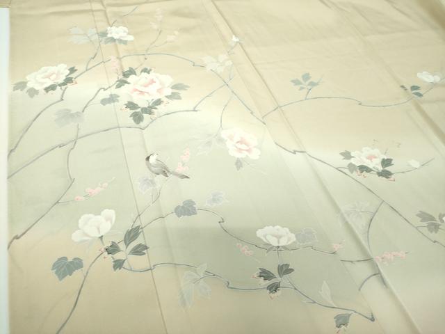 平和屋着物●訪問着　友禅　作家物　枝花文　休み鳥　暈し染め　正絹　逸品　DABF7799ps