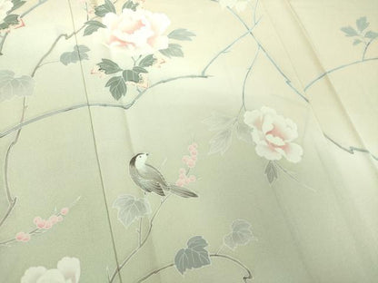 平和屋着物●訪問着　友禅　作家物　枝花文　休み鳥　暈し染め　正絹　逸品　DABF7799ps