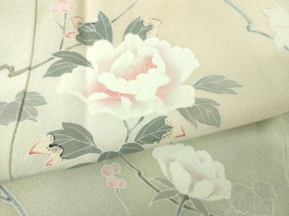 平和屋着物●訪問着　友禅　作家物　枝花文　休み鳥　暈し染め　正絹　逸品　DABF7799ps