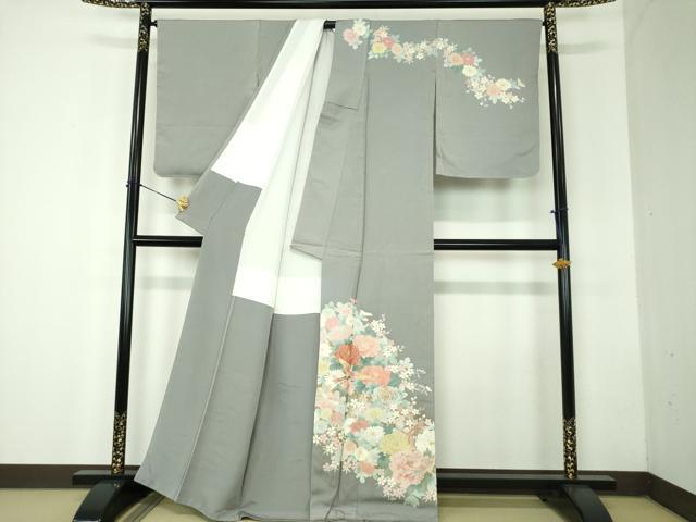 平和屋着物●訪問着　駒刺繍　花鳥文　金彩　正絹　逸品　未使用　DABF7802ps
