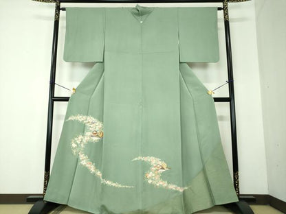 平和屋着物●豪華色留袖　作家物　駒刺繍　寿光織　鴛鴦花文　金彩　正絹　逸品　DABF7805ps