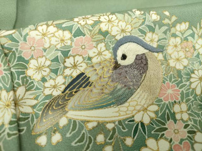 平和屋着物●豪華色留袖　作家物　駒刺繍　寿光織　鴛鴦花文　金彩　正絹　逸品　DABF7805ps