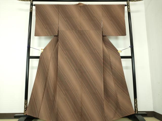 平和屋着物●上質な小紋　斜縞　正絹　逸品　DABF7806ps