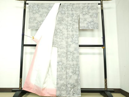 平和屋着物●本場大島紬　白大島　7マルキ　総絣　草花文　正絹　逸品　DABF7807ps