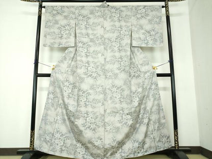 平和屋着物●本場大島紬　白大島　7マルキ　総絣　草花文　正絹　逸品　DABF7807ps
