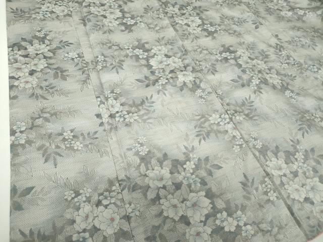 平和屋着物●本場大島紬　白大島　7マルキ　総絣　草花文　正絹　逸品　DABF7807ps