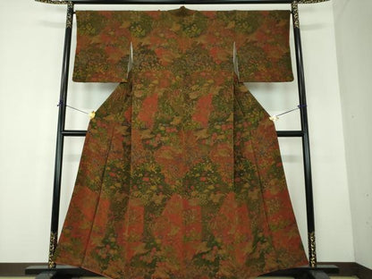 平和屋着物●訪問着　花鳥文　鬼しぼ縮緬　正絹　逸品　DABF7808ps