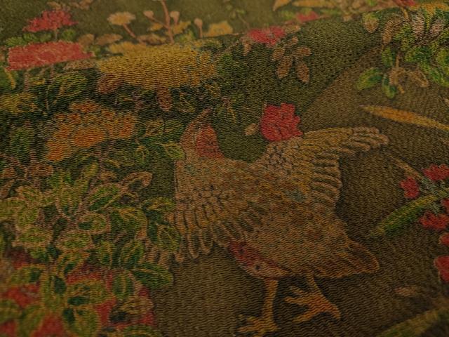 平和屋着物●訪問着　花鳥文　鬼しぼ縮緬　正絹　逸品　DABF7808ps