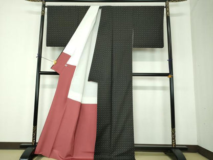 平和屋着物●本場大島紬　絣格子　正絹　逸品　DABF7809ps