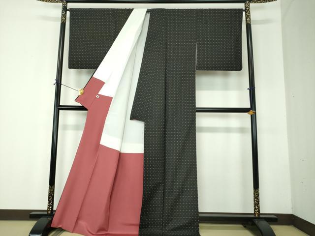 平和屋着物●本場大島紬　絣格子　正絹　逸品　DABF7809ps