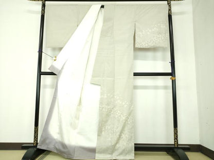 平和屋着物●本塩沢　訪問着　草花文　正絹　逸品　DABF7810ps