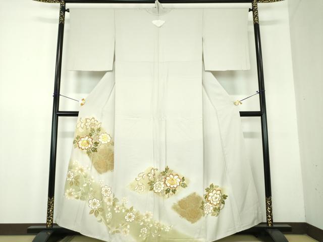 平和屋着物●豪華色留袖　駒刺繍　牡丹唐草　暈し染め　金彩　正絹　逸品　DABF7811ps