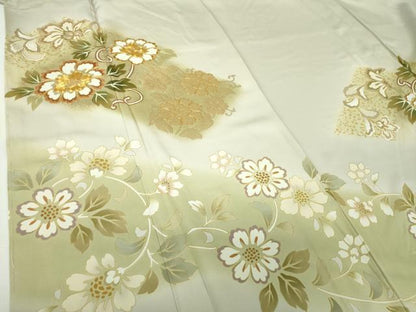 平和屋着物●豪華色留袖　駒刺繍　牡丹唐草　暈し染め　金彩　正絹　逸品　DABF7811ps