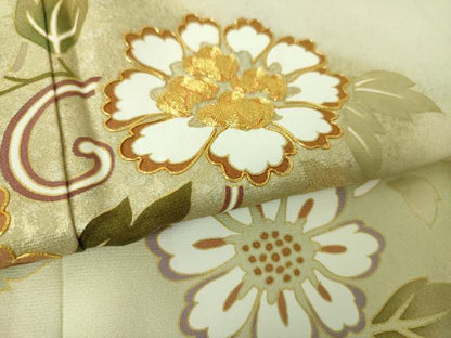 平和屋着物●豪華色留袖　駒刺繍　牡丹唐草　暈し染め　金彩　正絹　逸品　DABF7811ps