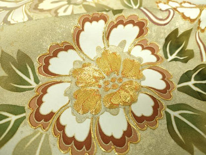 平和屋着物●豪華色留袖　駒刺繍　牡丹唐草　暈し染め　金彩　正絹　逸品　DABF7811ps