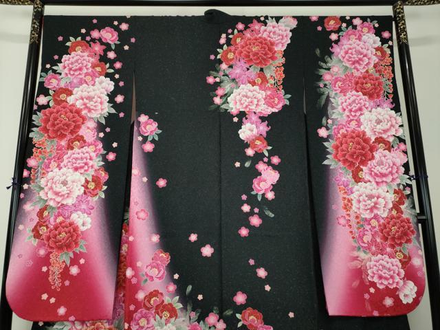 平和屋着物●豪華振袖　刺繍　舞桜　草花文　暈し染め　金糸　銀通し地　正絹　逸品　DABF7813ps