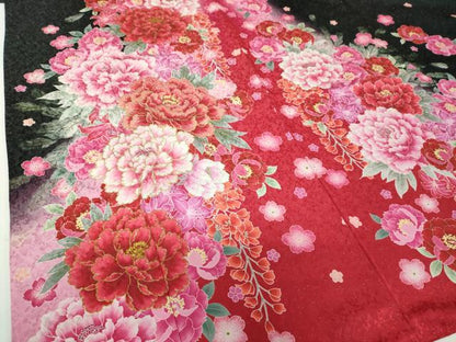 平和屋着物●豪華振袖　刺繍　舞桜　草花文　暈し染め　金糸　銀通し地　正絹　逸品　DABF7813ps