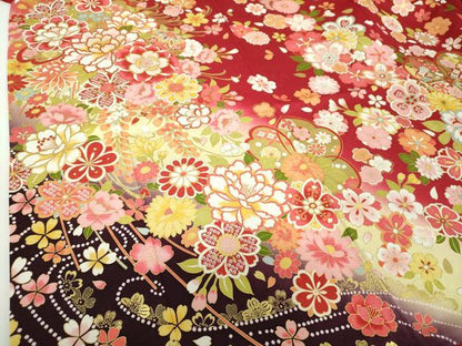 平和屋着物●豪華振袖　刺繍　舞桜　花手毬　暈し染め　金彩　正絹　逸品　DABF7814ps