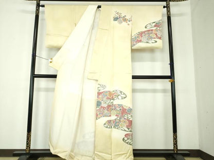 平和屋着物●訪問着　手描き　辻が花　桐　暈し染め　正絹　逸品　DABF7817ps