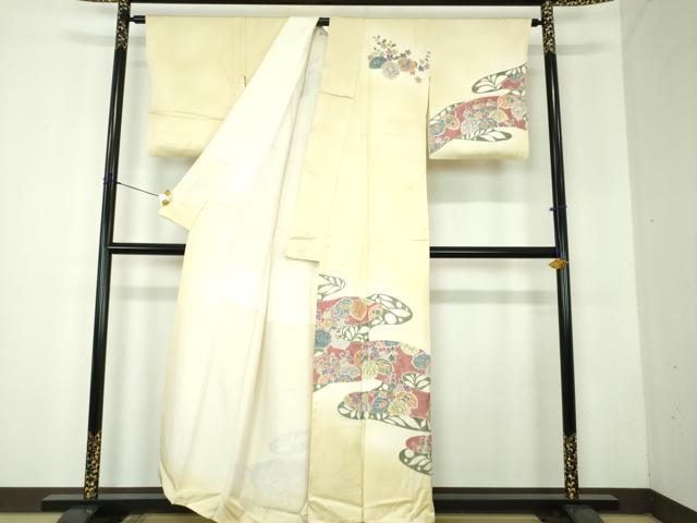 平和屋着物●訪問着　手描き　辻が花　桐　暈し染め　正絹　逸品　DABF7817ps