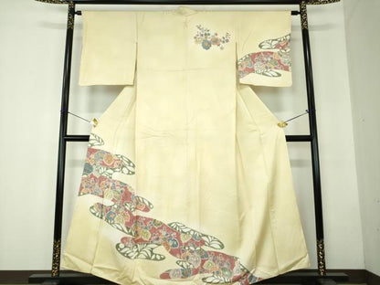 平和屋着物●訪問着　手描き　辻が花　桐　暈し染め　正絹　逸品　DABF7817ps
