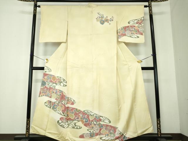平和屋着物●訪問着　手描き　辻が花　桐　暈し染め　正絹　逸品　DABF7817ps